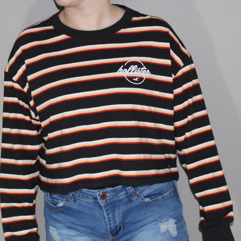 Hollister Striped Crop Top Long Sleeve